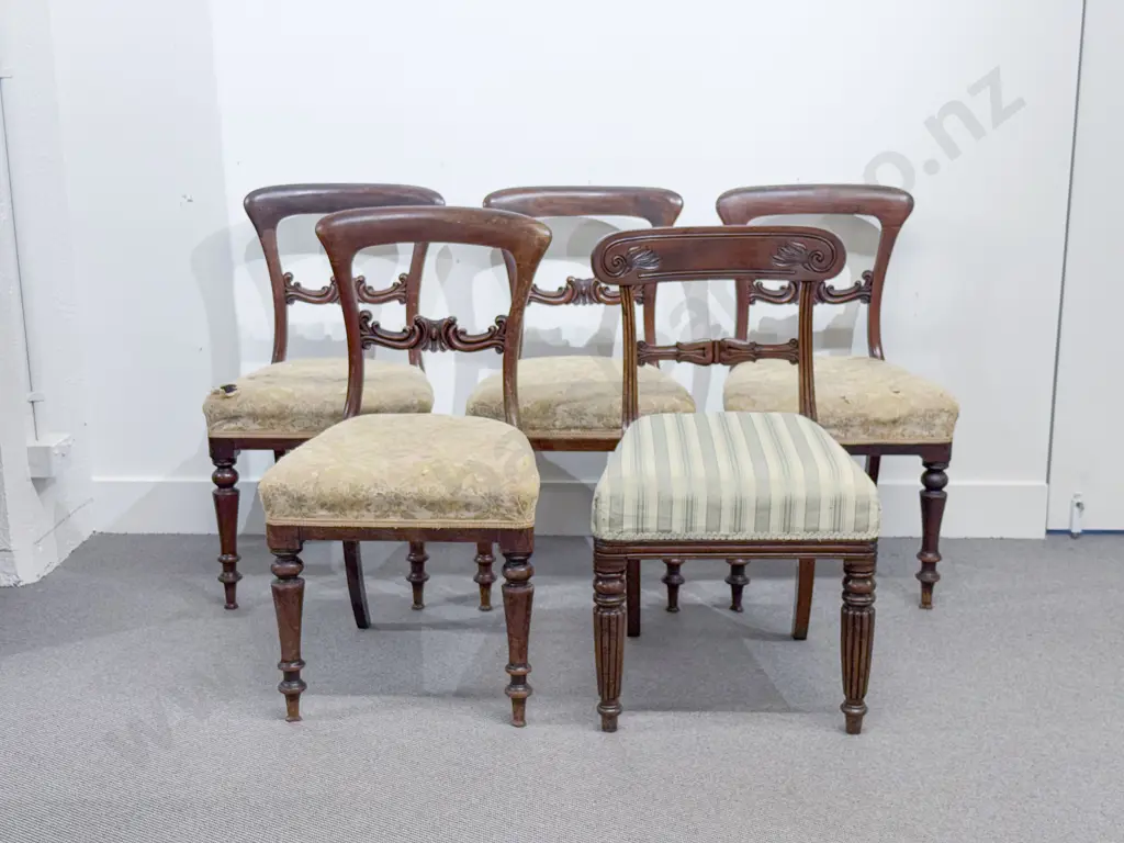 Set of Four Victorian Mahogany Dining Chairs & Other Single Chair Image 1++