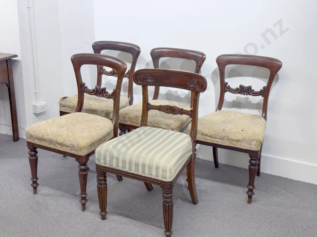 Set of Four Victorian Mahogany Dining Chairs & Other Single Chair Image 1++