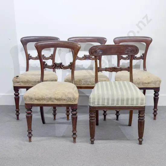 Set of Four Victorian Mahogany Dining Chairs & Other Single Chair