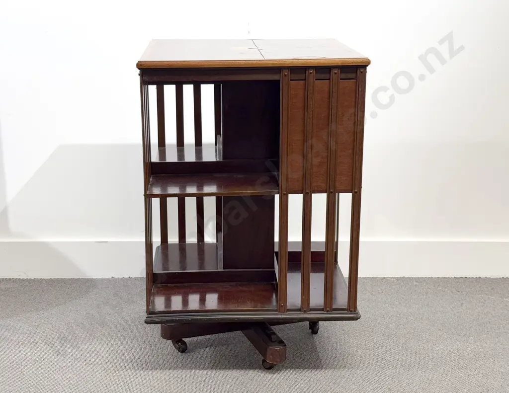 Edwardian Mahogany Sheraton Revival Revolving Bookcase Image 1++