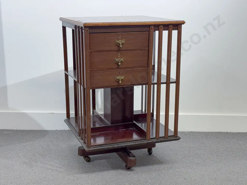 Edwardian Mahogany Sheraton Revival Revolving Bookcase Image 1++