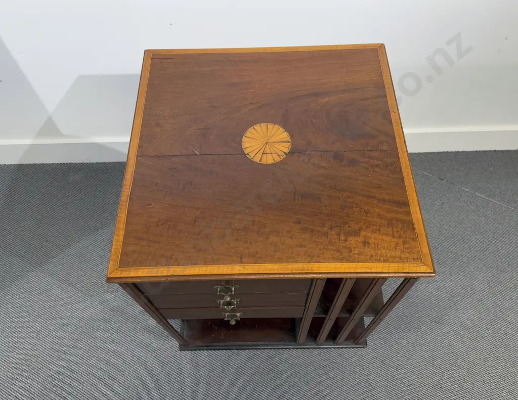 Edwardian Mahogany Sheraton Revival Revolving Bookcase Image 1++