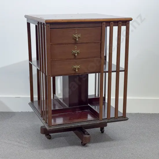 Edwardian Mahogany Sheraton Revival Revolving Bookcase