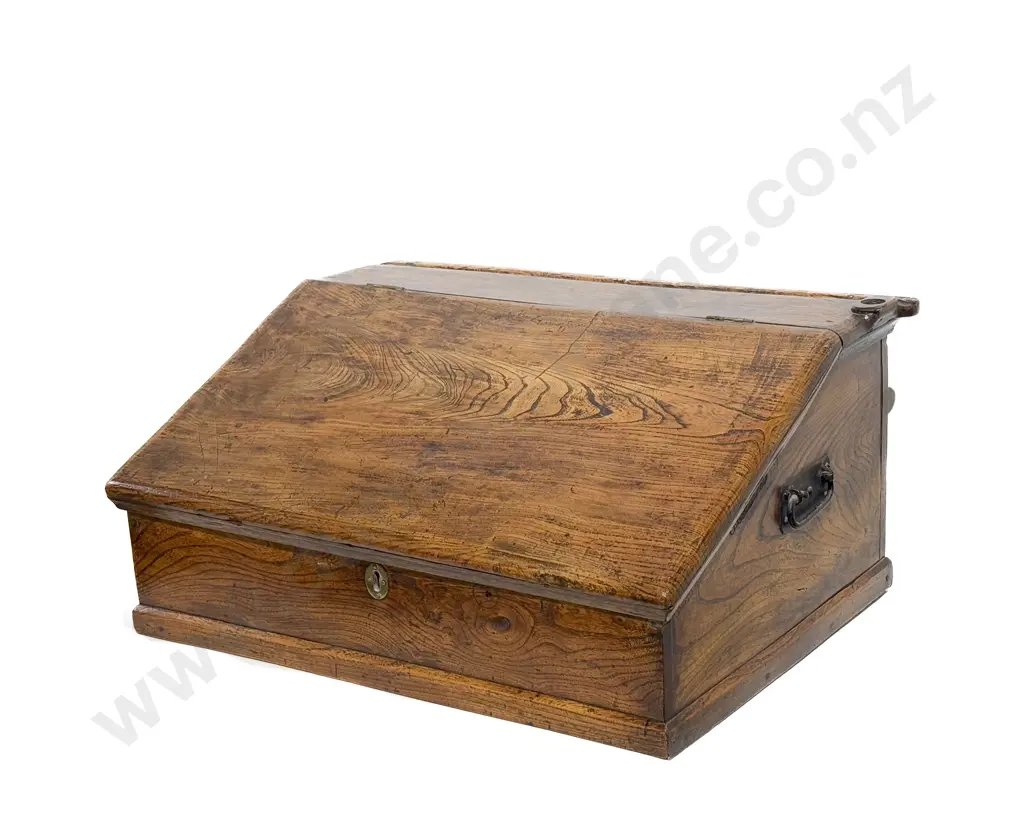 Early C19th Elm Slope Top Desk Image 1++