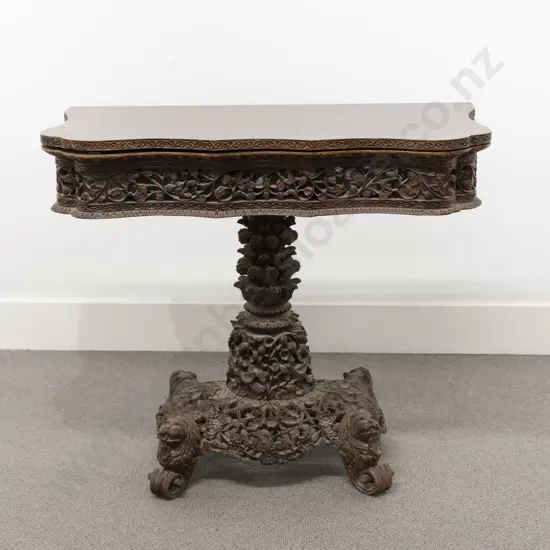 C19th Anglo Indian Rosewood & Teak Foldover Card Table