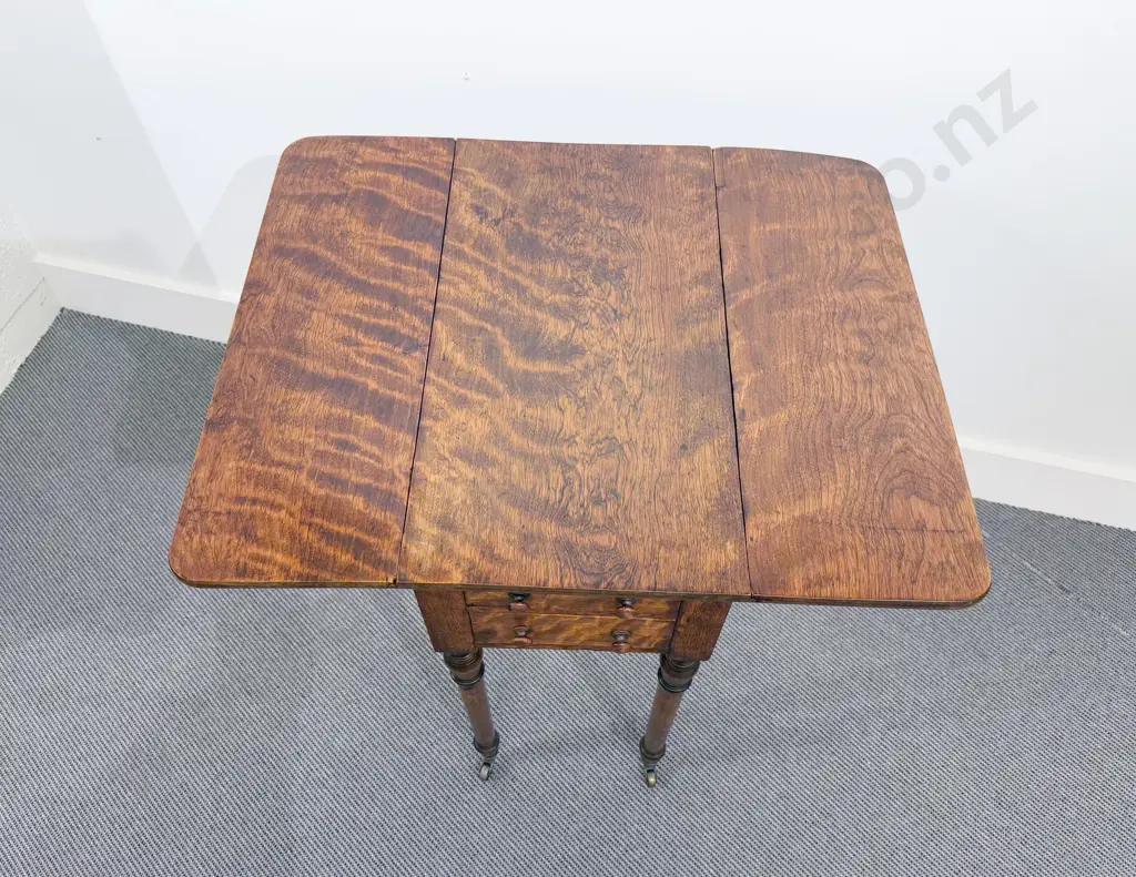 Regency Pollard Oak Drop Leaf Work Table Image 1++