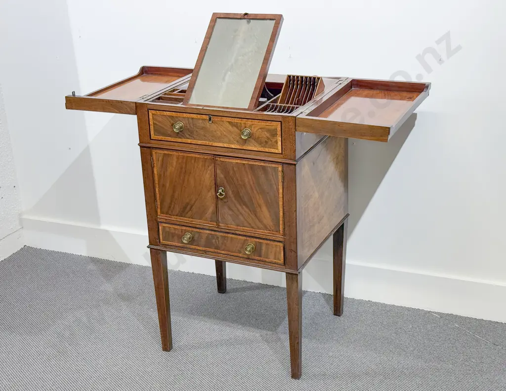 Geo III Mahogany and Satinwood Crossbanded Night Cupboard Image 1++