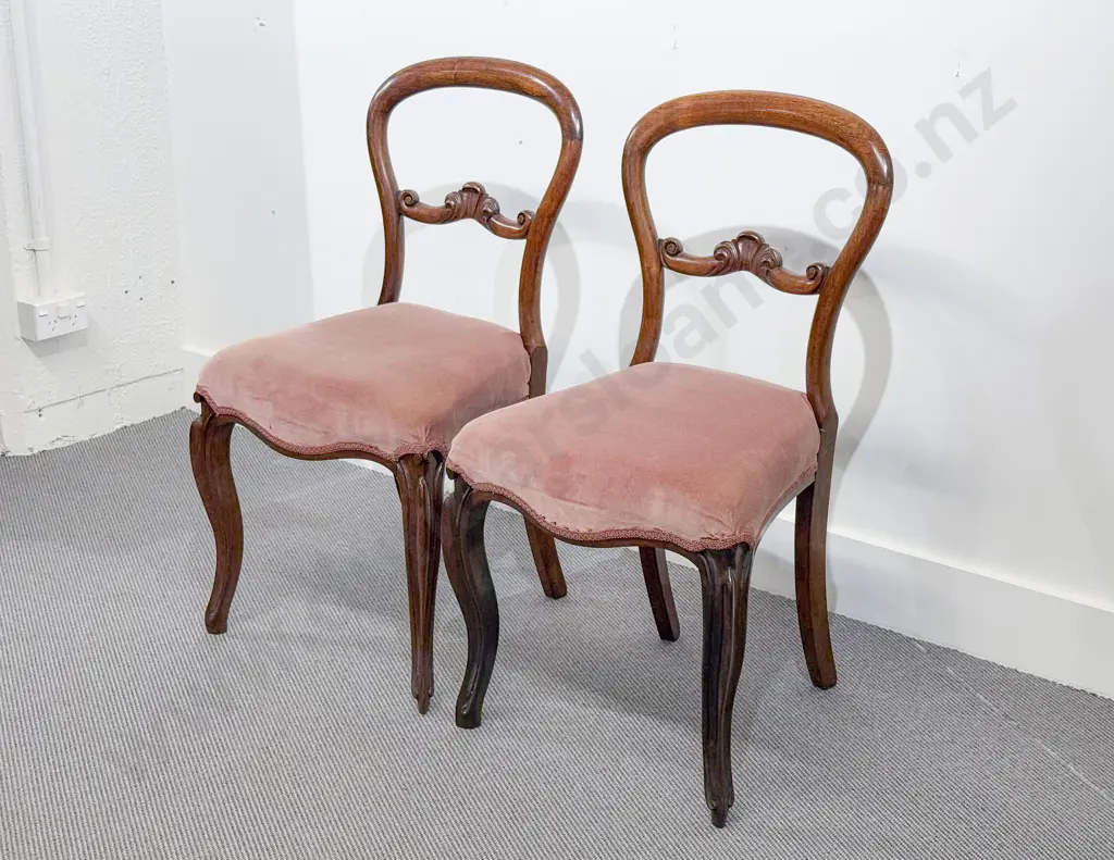 Pair of Victorian Mahogany Balloon Back Dining Chairs Image 1++