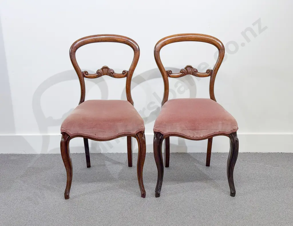 Pair of Victorian Mahogany Balloon Back Dining Chairs Image 1++