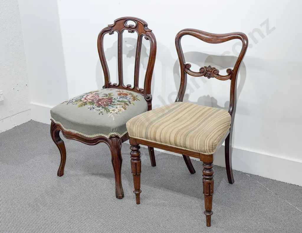 Victorian Rosewood Balloon Back Dining & Another Victorian Single Chair Image 1++