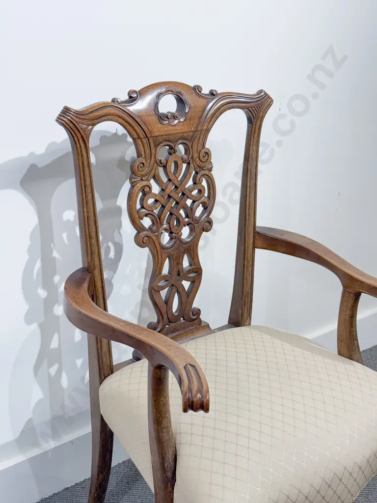 C19th Mahogany Chippendale Style Open Armchair Image 1++