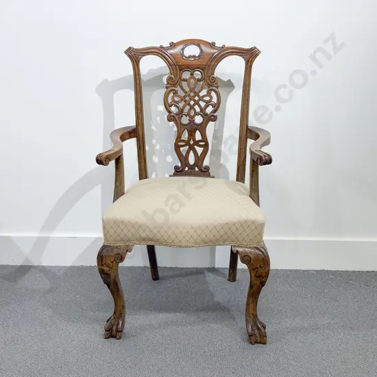 C19th Mahogany Chippendale Style Open Armchair
