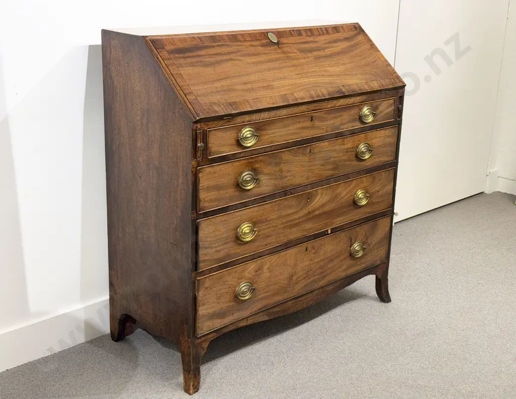 Geo III Mahogany Bureau Image 1++