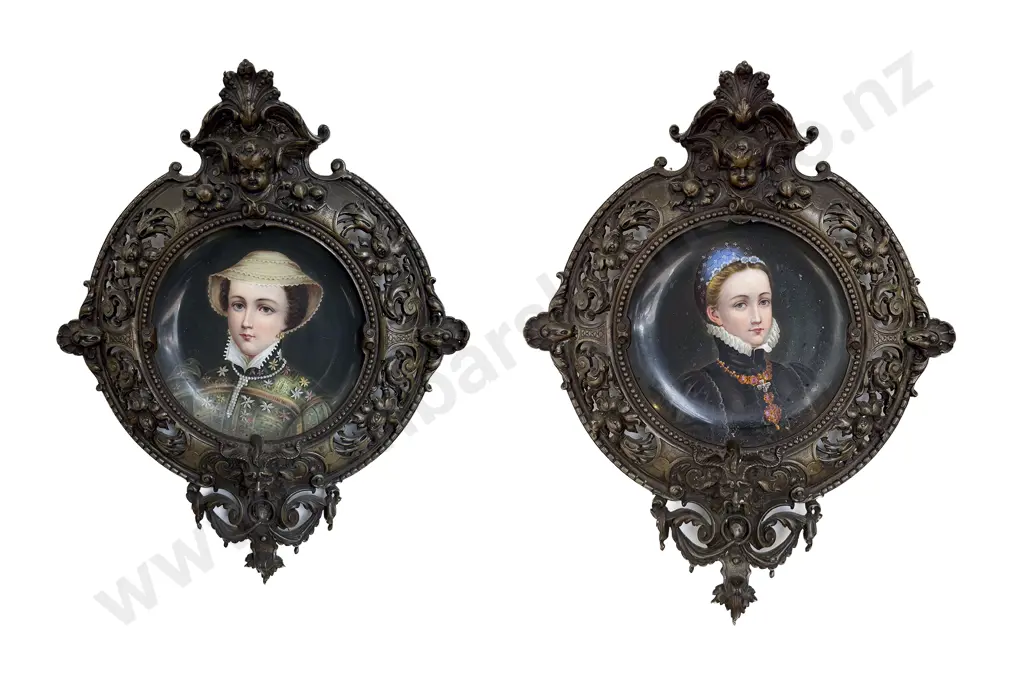 Pair of KPM Style Ceramic Portrait Plates Image 1++