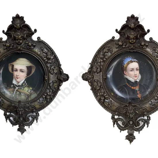 Pair of KPM Style Ceramic Portrait Plates