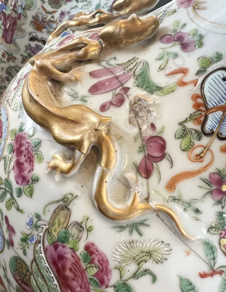 Large Pair C19th Cantonese Famille Rose Export Ware Vases Image 1++