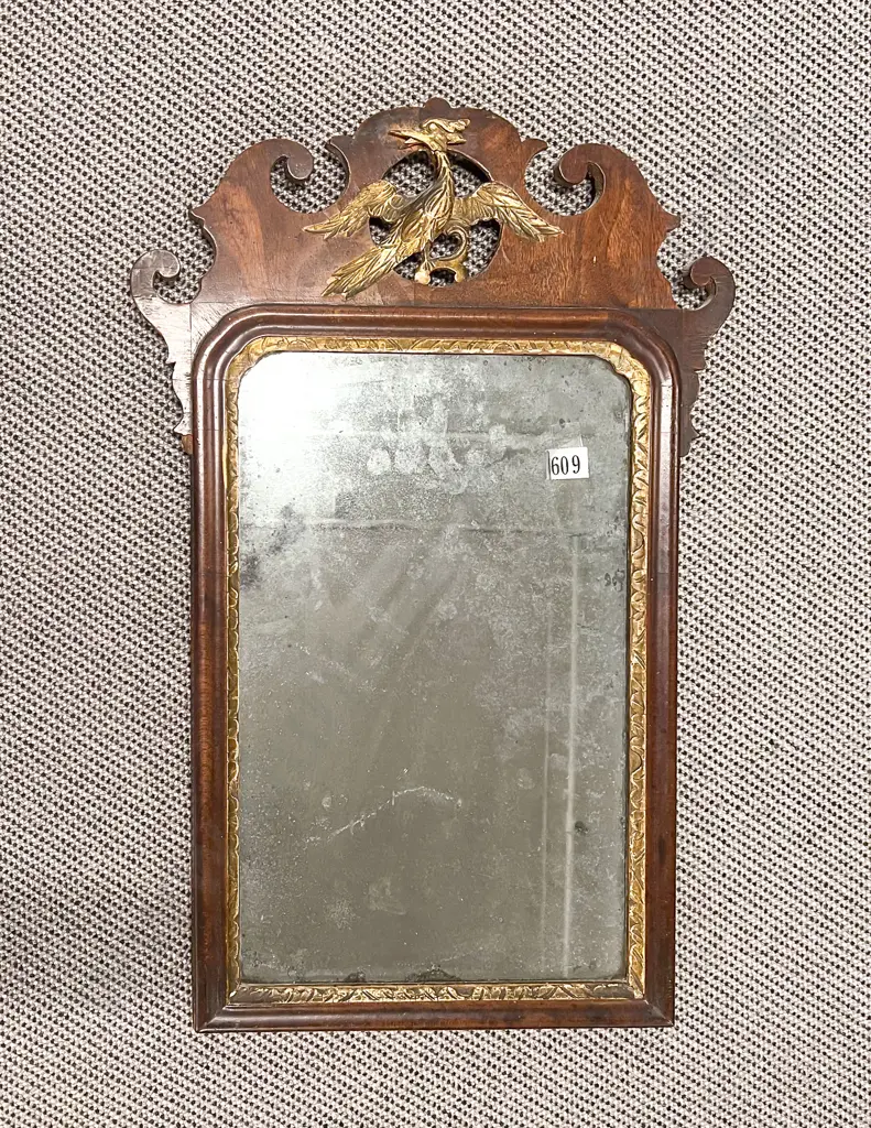 Geo III Mahogany Parcel Gilt Framed Wall Mirror Image 1++