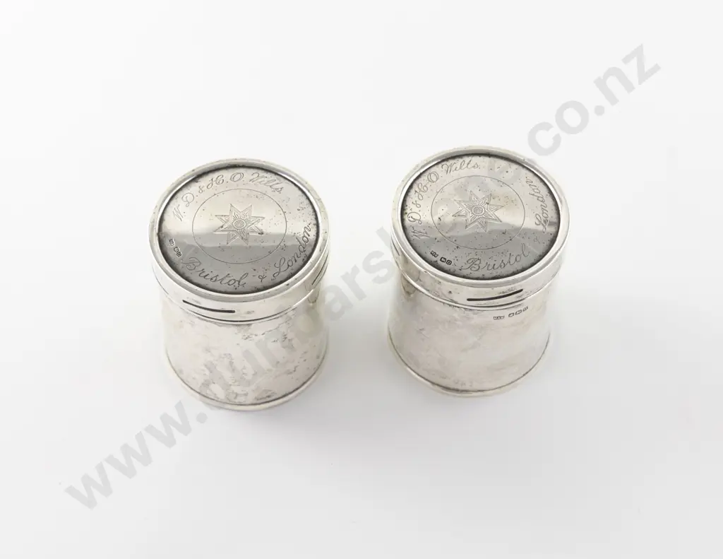 Pair Geo V S/S W D & H O Wills Cigarette Canisters by Mappin & Webb Image 1++