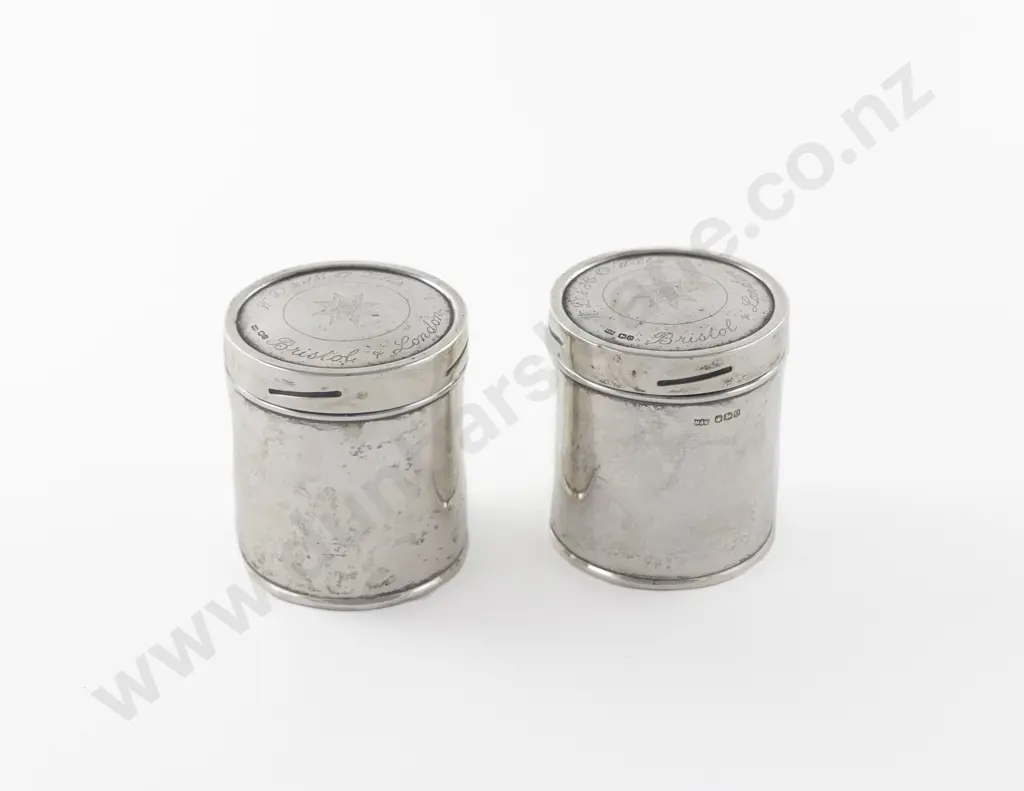 Pair Geo V S/S W D & H O Wills Cigarette Canisters by Mappin & Webb Image 1++