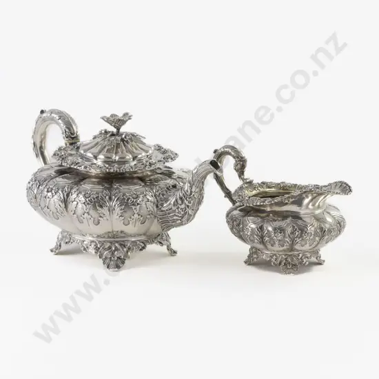 Fine Quality Geo IV S/S Teapot & Milk Jug