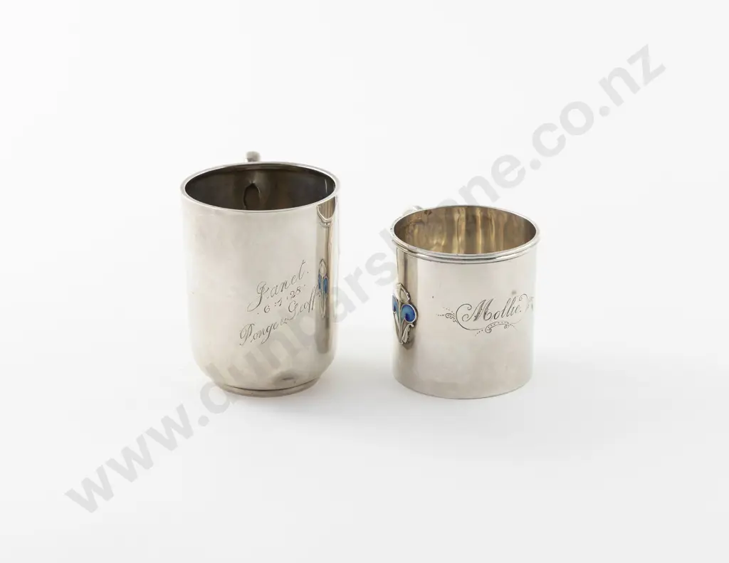 Edw VII S/S Art Nouveau Christening Mug Image 1++