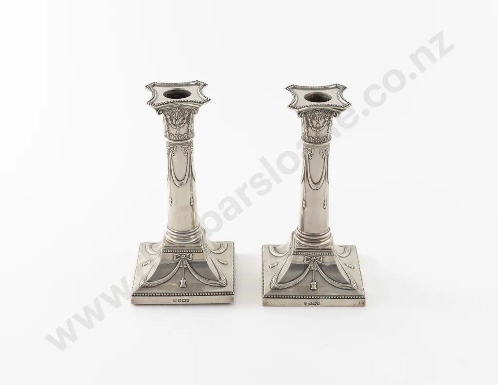 Pair Of Late Vict S/S Candlesticks Image 1++