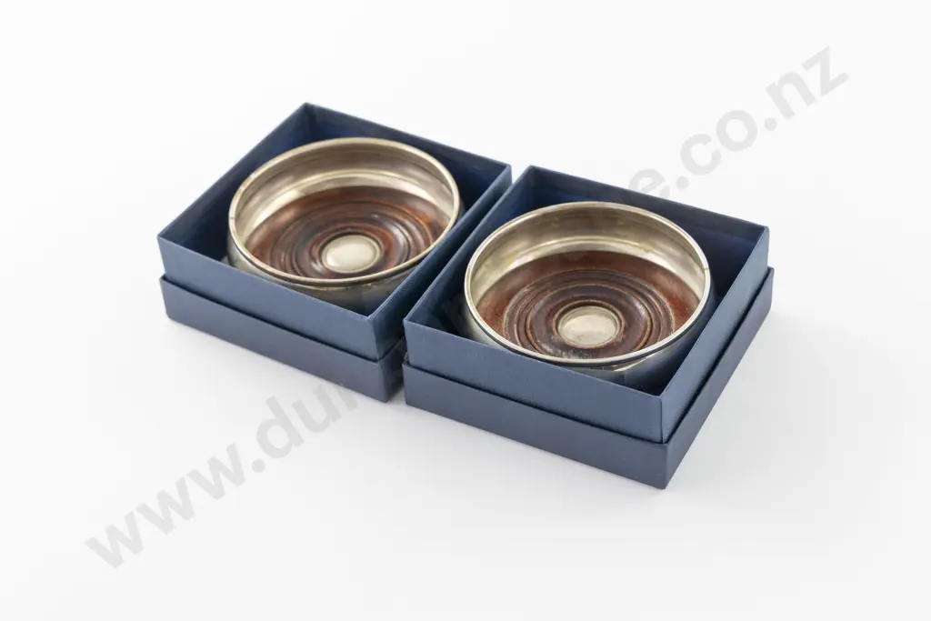 Pair Of Modern Boxed S/S Wine Coasters Image 1++