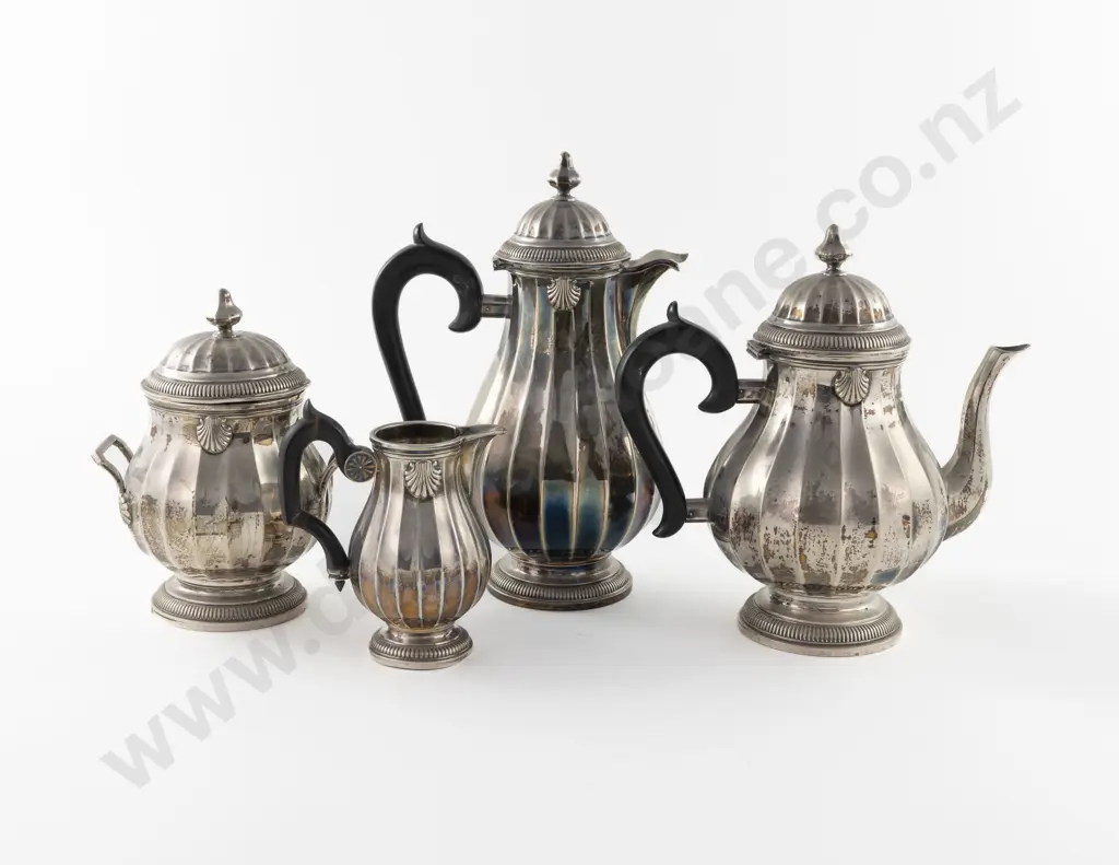 An Attractive Late C19th French S/S 4 Piece Teaset Image 1++