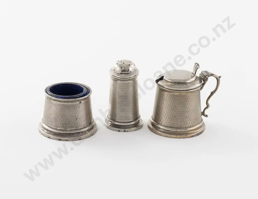 Geo V S/S 3 Piece Cruet Set Image 1++