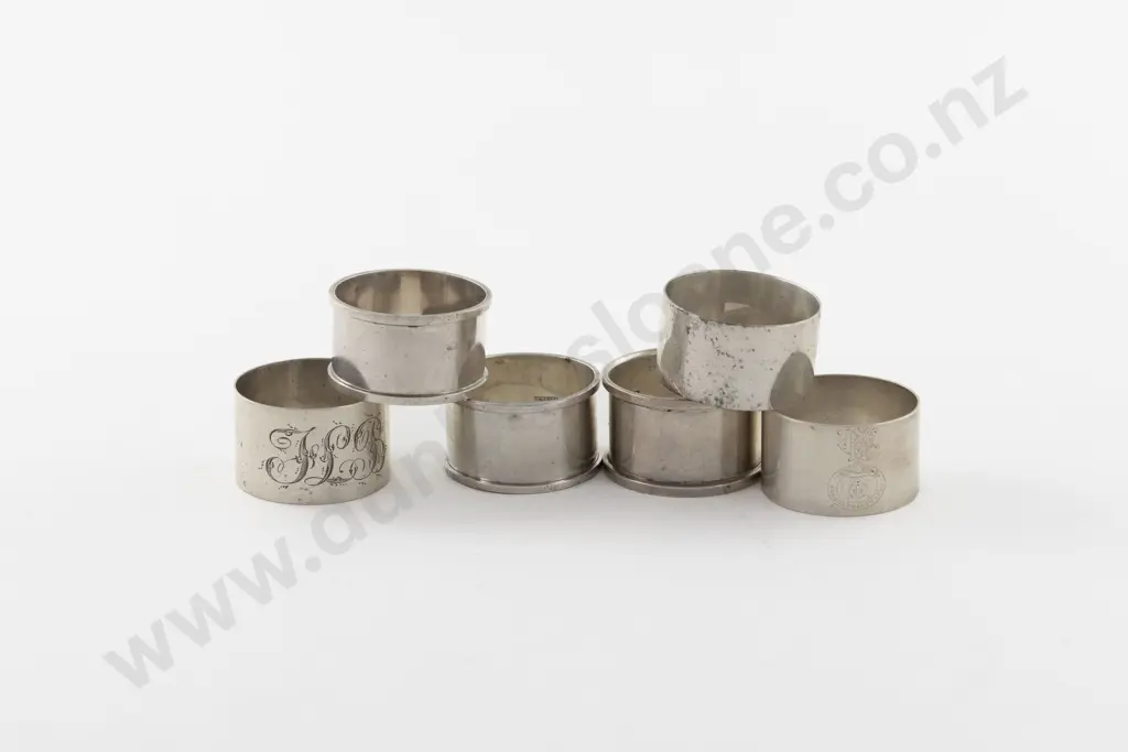 6 Various NZ S/S Napkin Rings Image 1++
