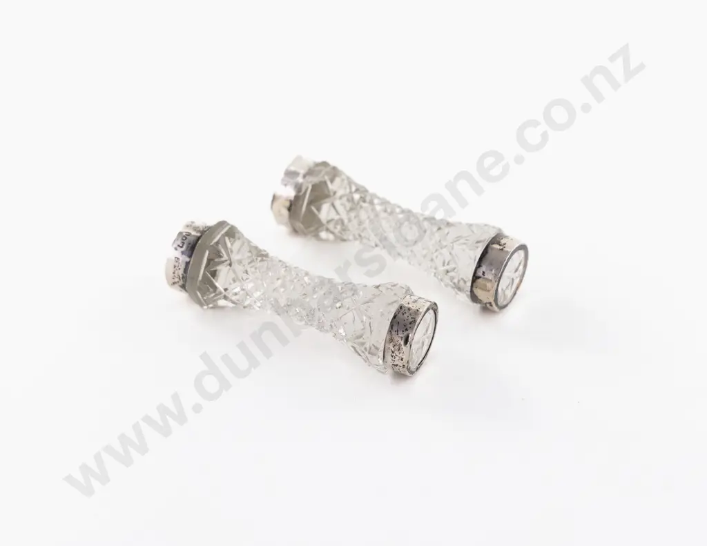 Pair Of S/S Ended Cut Crystal Knife Rests Image 1++
