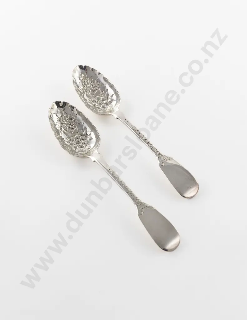 Pair Wm IV S/S Berry Spoons Image 1++
