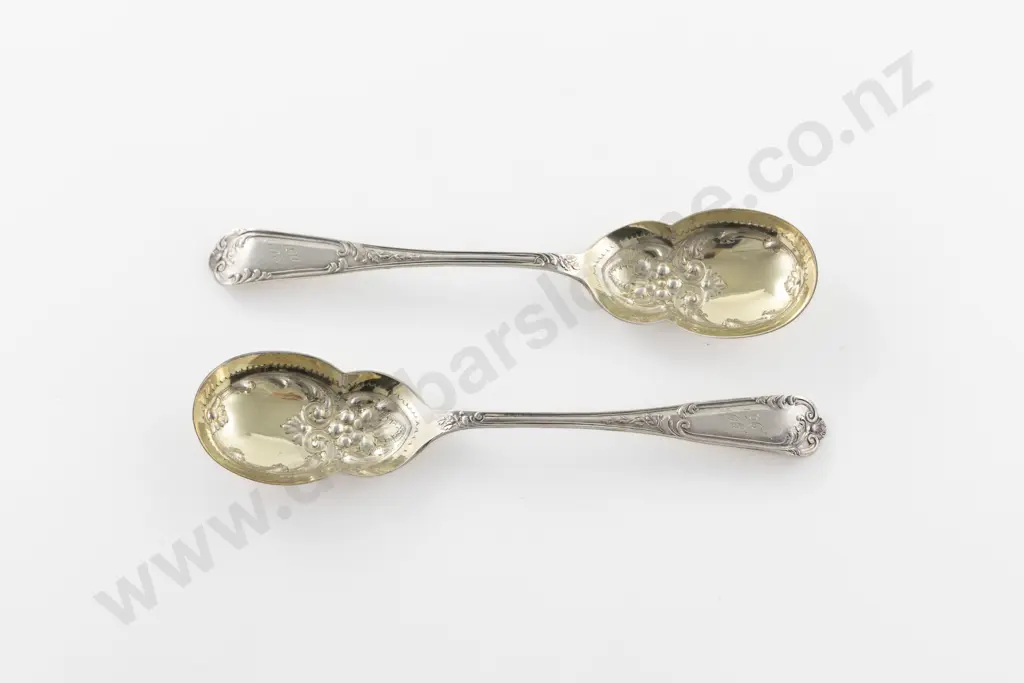 Pair Edw VII S/S Berry Spoons Image 1++