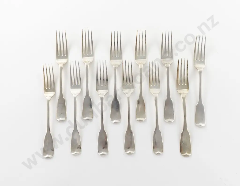 Set Of 12 Geo IV Scottish S/S Table Forks Image 1++