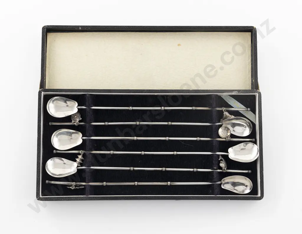 Cased Set Of 6 Chinese S/S Iced Tea/Cocktail Sipper Spoons Image 1++