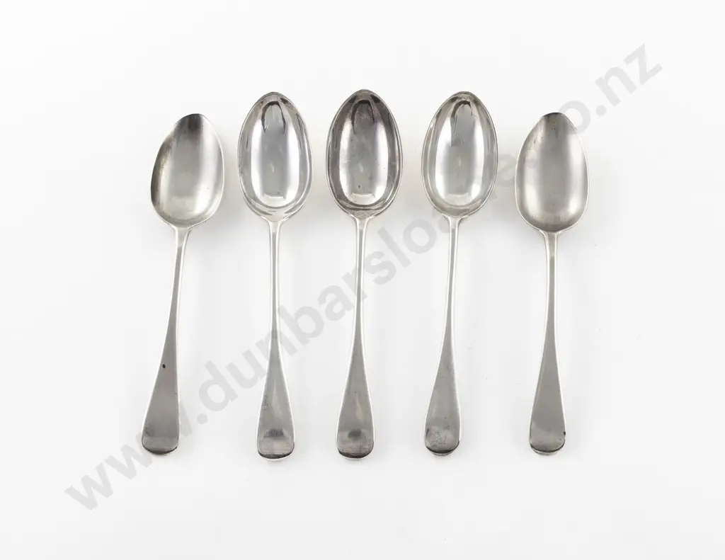 5 Various S/S Old English Pattern Dessert Spoons Image 1++