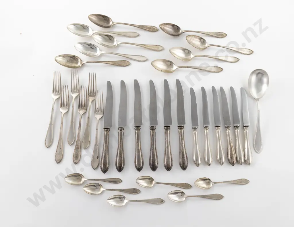 34 Piece .800 Silver Suite Of Cutlery Image 1++