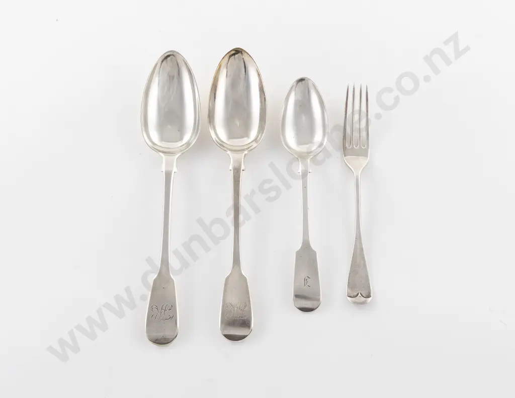 4 Pieces C19th S/S Flatware Image 1++