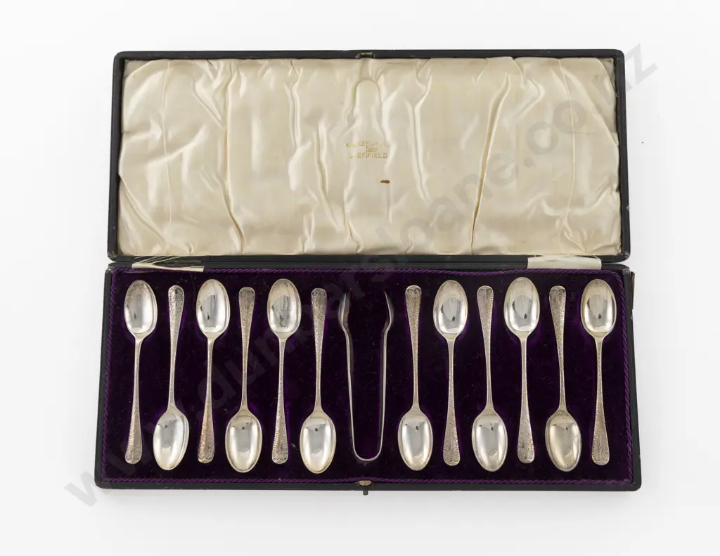 Cased Set Of 12 Edw VII S/S Teaspoons Image 1++