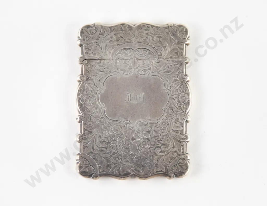 Victorian S/S All Bright-cut Engraved Calling Card Case Image 1++