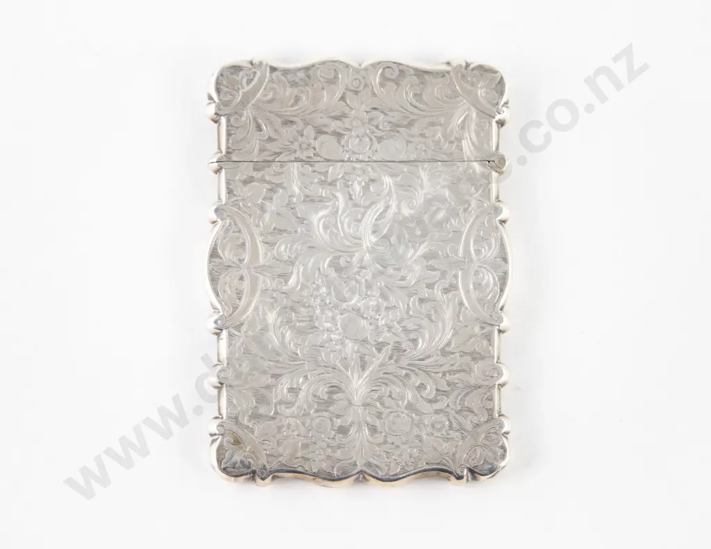 Victorian S/S All Bright-cut Engraved Calling Card Case Image 1++