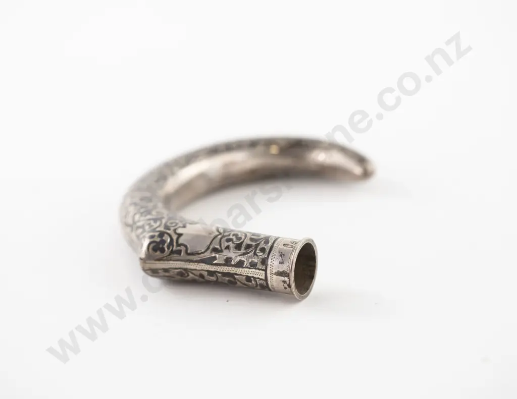 C19th Russian 84 Zolotniks Silver and Niello Walking Stick Handle Image 1++
