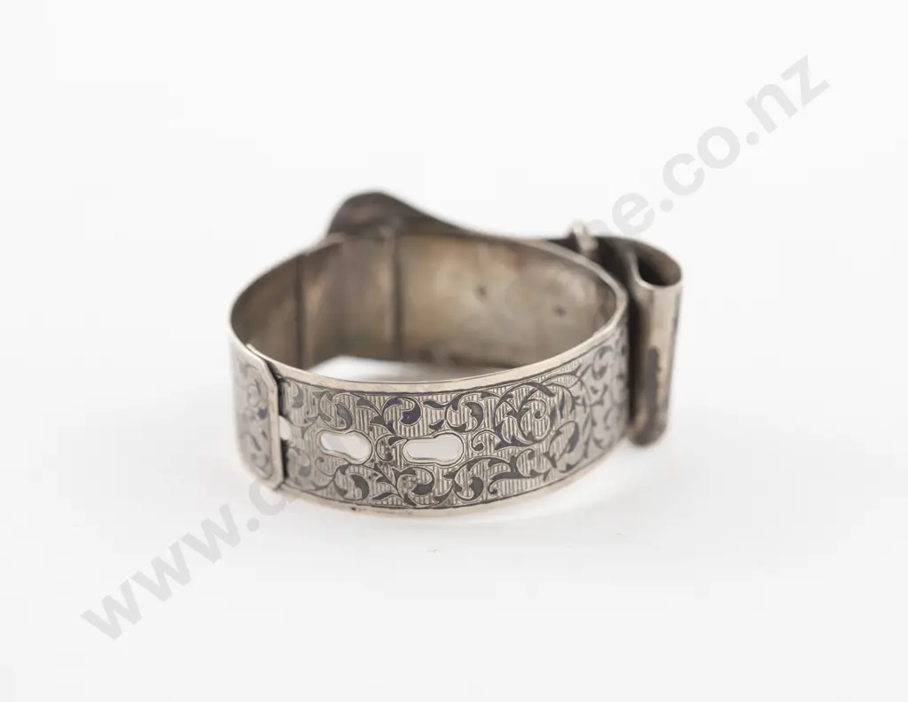 C19th Russian Silver and Niello Buckle Bangle Image 1++
