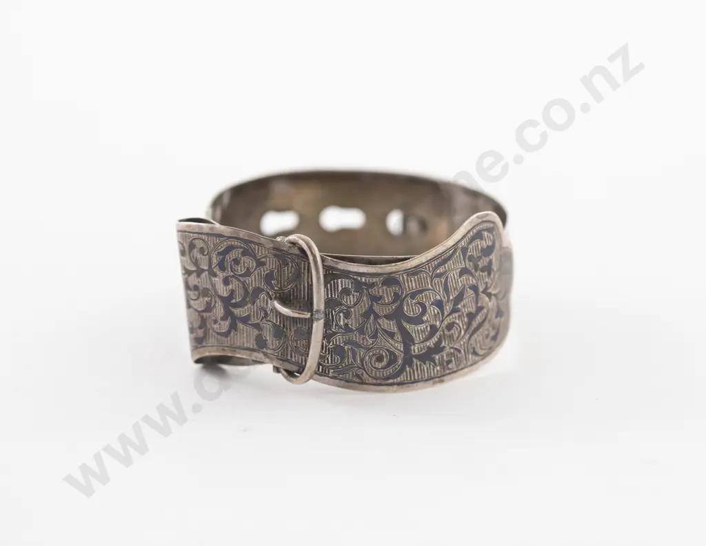 C19th Russian Silver and Niello Buckle Bangle Image 1++