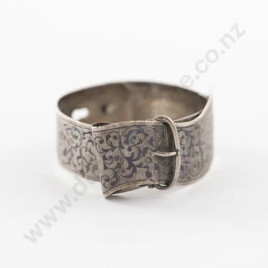 C19th Russian Silver and Niello Buckle Bangle