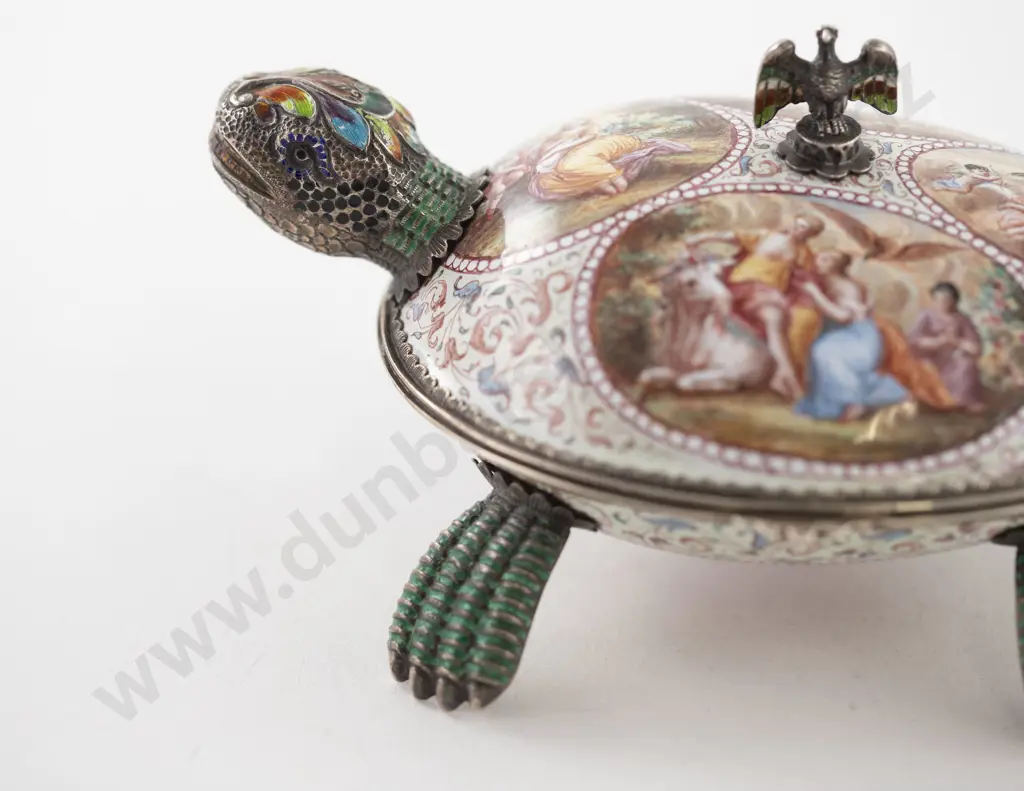 C19th Viennese Silver and Enamel Tortoise Turtle Box Image 1++