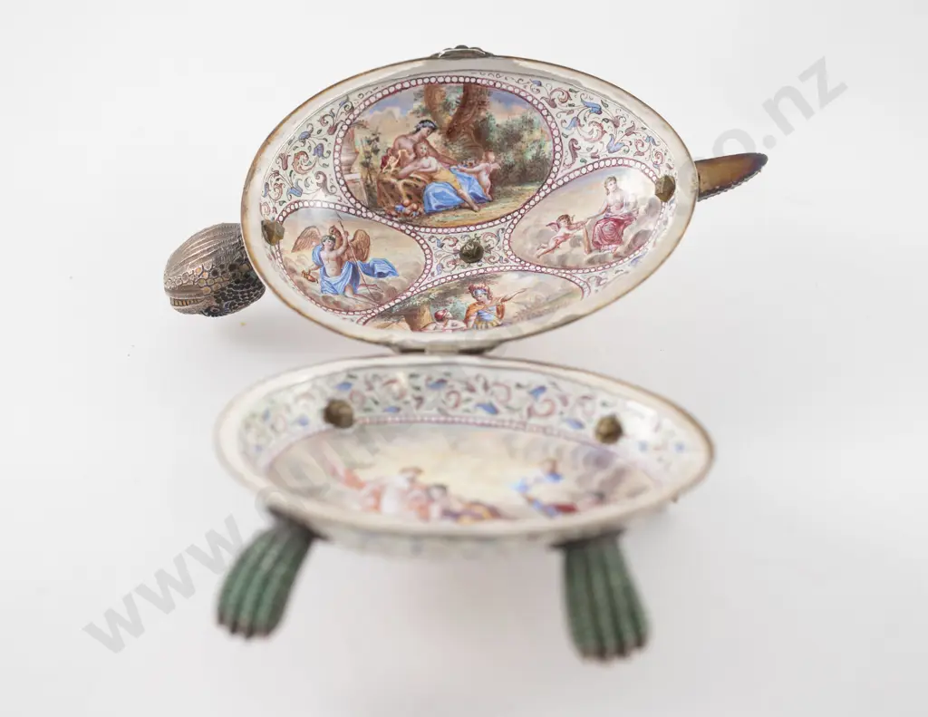 C19th Viennese Silver and Enamel Tortoise Turtle Box Image 1++