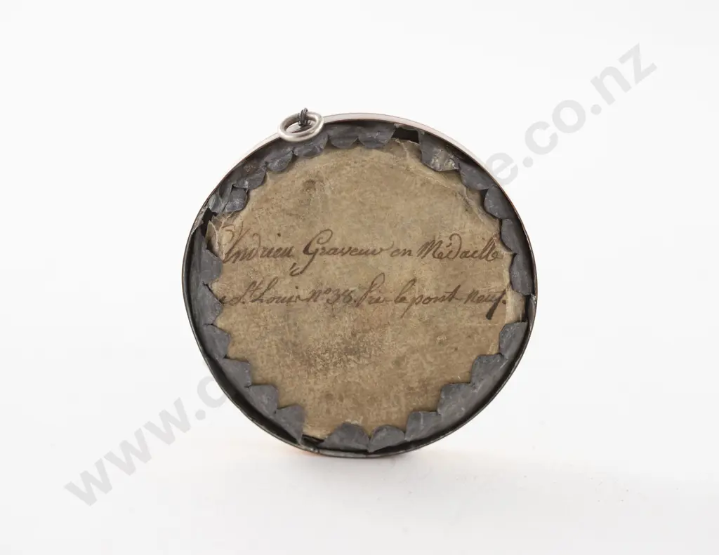 C1800 Framed Tin Napoleon Bonaparte Flat Back Medal Image 1++