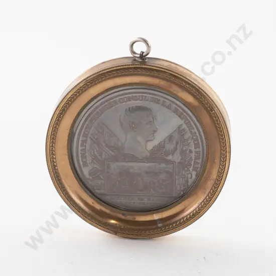 C1800 Framed Tin Napoleon Bonaparte Flat Back Medal