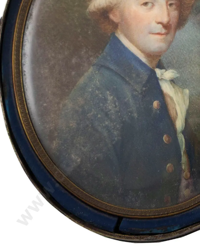 Pair Geo III Portrait Miniatures of Gentleman and His Companion Image 1++